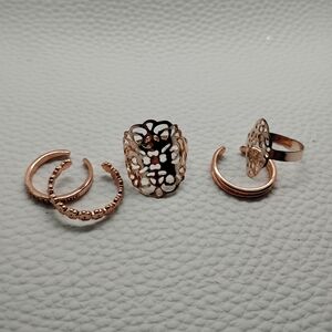 Elegant Rose Gold-Tone Women's Ring Set